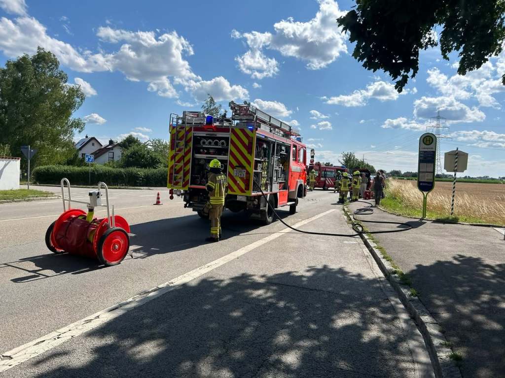 Verkehrsunfall am Ortsausgang Pliening Richtung Landsham, Juli 2025
