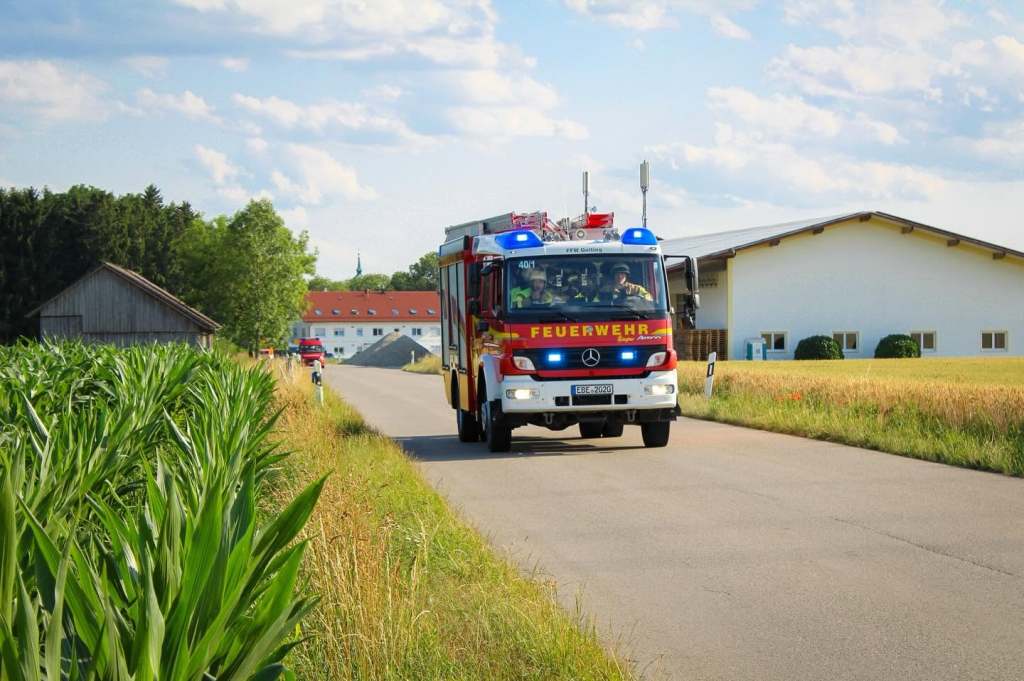 Gemeinsame Übung der Feuerwehren Pliening, Gelting und Landsham, Juli 2025